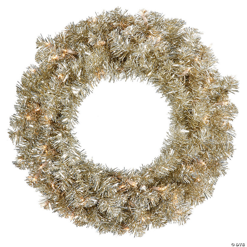 Vickerman 24" Champagne Christmas Wreath with Warm White LED Lights Image