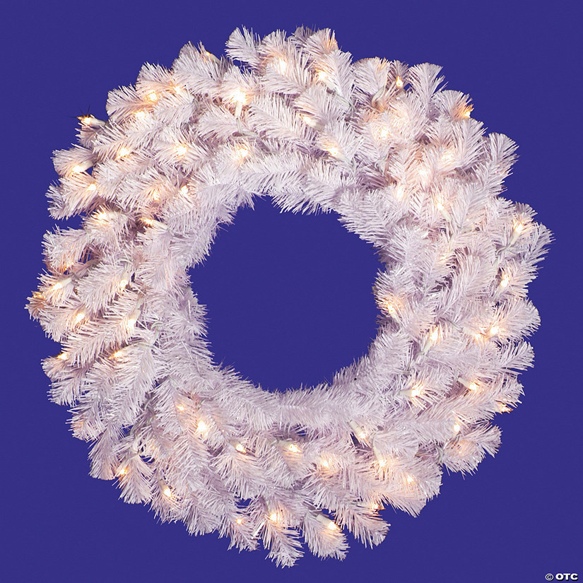 Vickerman 24" Crystal White Spruce Christmas Wreath with Clear Lights Image