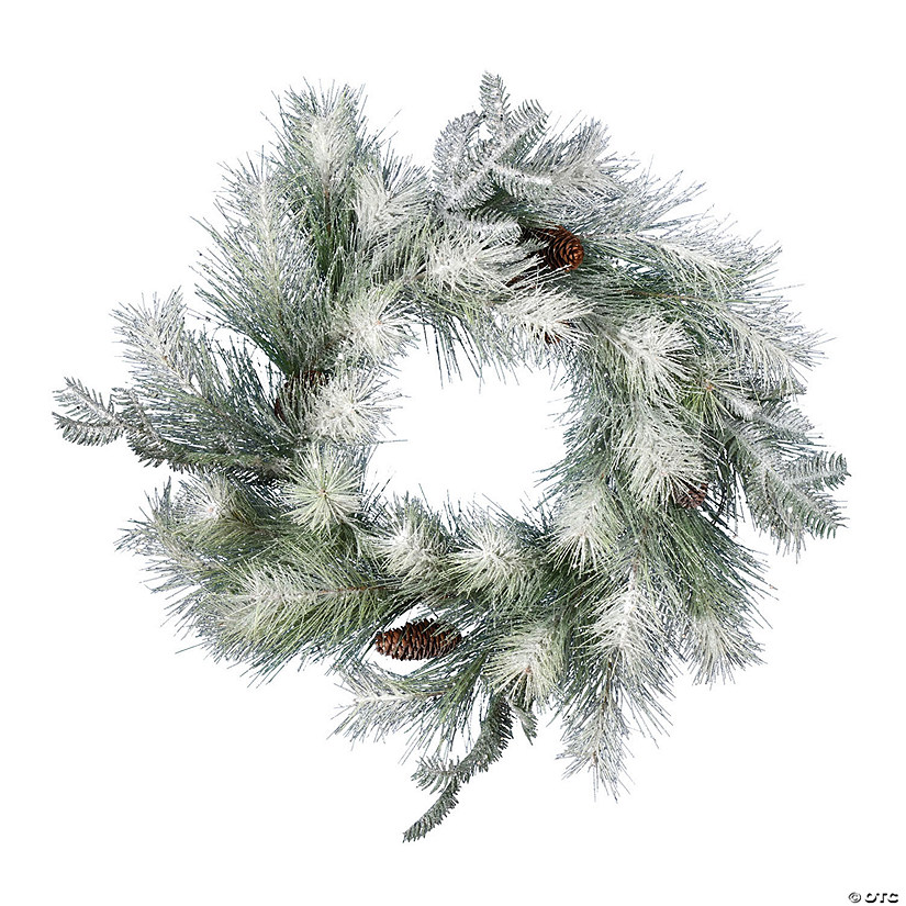 Vickerman 24" Frosted Ansell Pine Artificial Christmas Wreath, Unlit Image