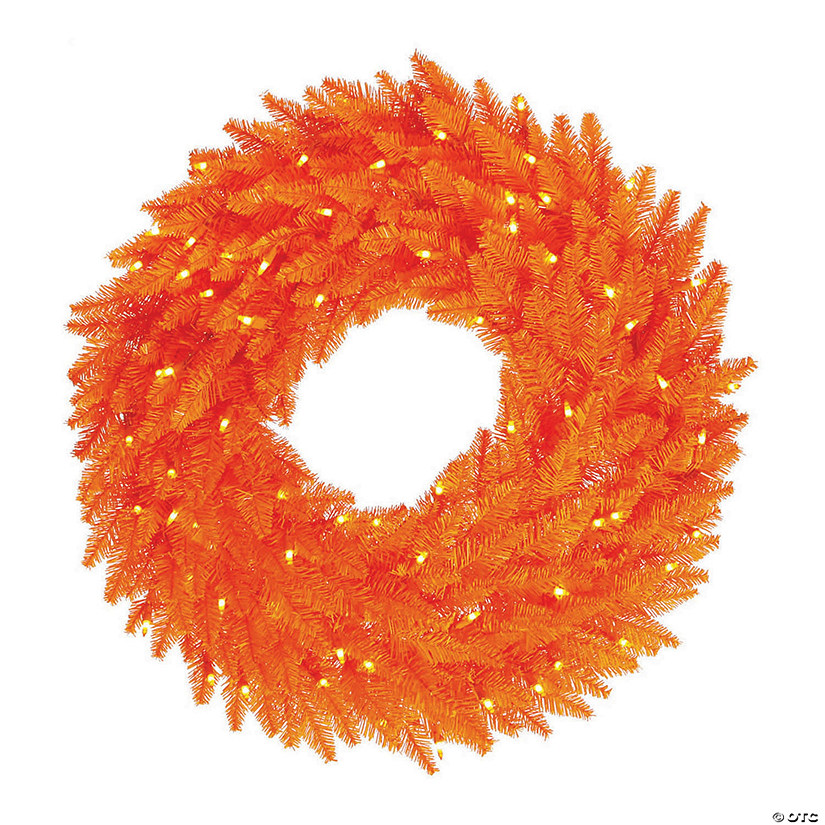 Vickerman 24" Orange Fir Christmas Wreath with Orange LED Lights Image