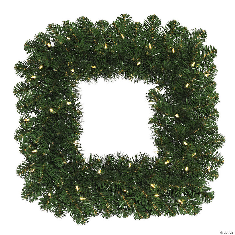 Vickerman 24" Oregon Fir Christmas Square Wreath with Warm White LED Lights Image