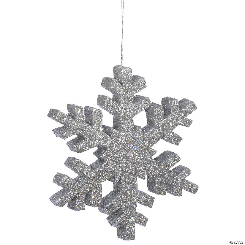 Vickerman 24" Silver Glitter Snowflake Christmas Ornament Image