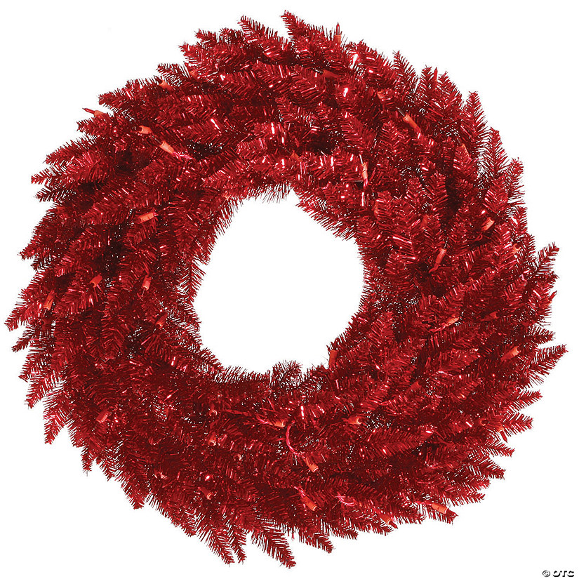 Vickerman 24" Tinsel Red Fir Wreath - Unlit Image