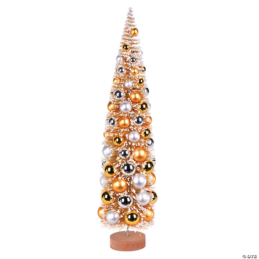 Vickerman 24" Vintage Tabletop Frosted Gold Artificial Christmas Tree, Gold, Silver Ornament Image