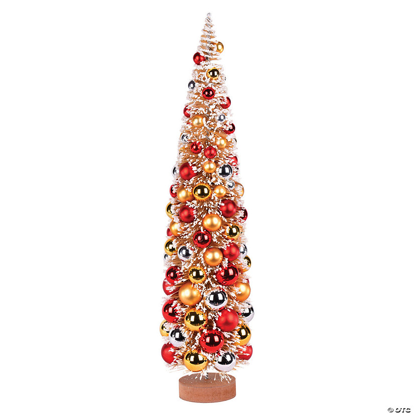 Vickerman 24" Vintage Tabletop Frosted Gold Artificial Christmas Tree, Red, Gold, Silver Ornament Image