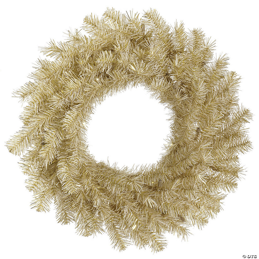 Vickerman 24" White-Gold Tinsel Christmas Wreath - Unlit Image