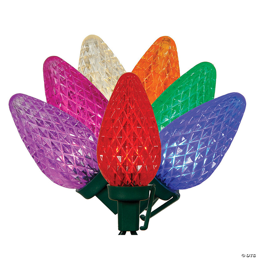 Vickerman 25 MultiColored C9 LED Light on Green Wire, 16' Light Strand