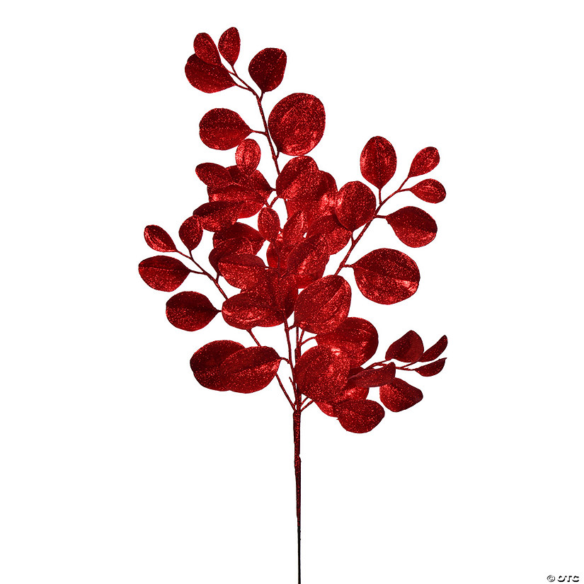 Vickerman 25" Red Artificial Dogwood Glitter Spray, 3 per bag. Image