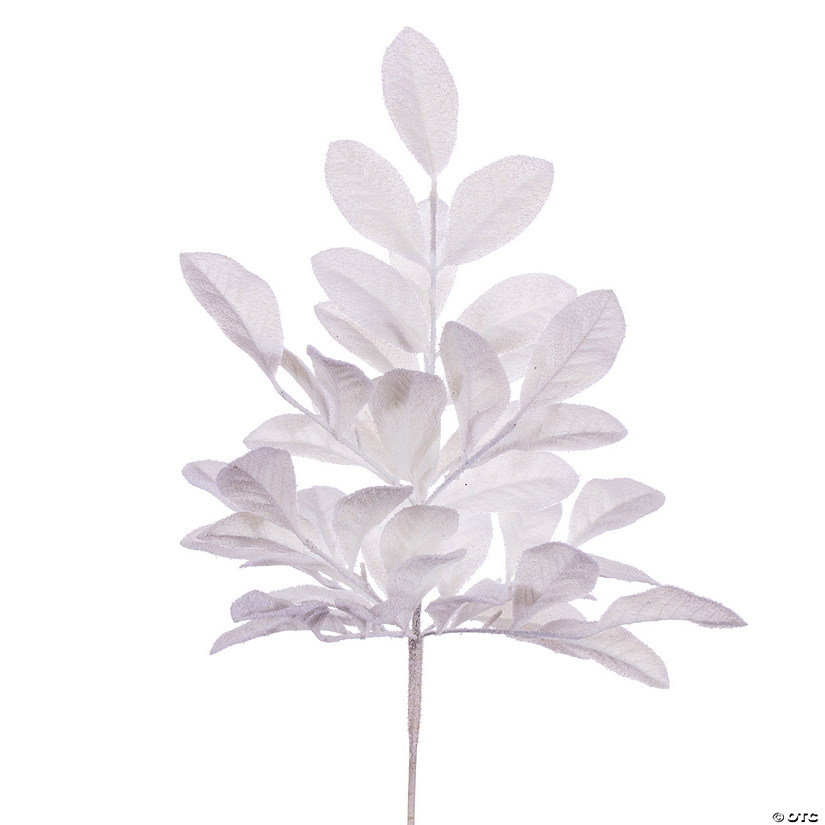 Vickerman 25" White Artificial Apple Leaf Snowy Bush, 2 per bag. Image