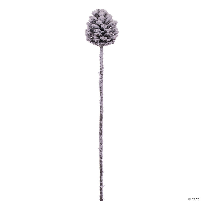 Vickerman 27" Glitter Artificial Snow Pinecone Stem, 4 per bag. Image