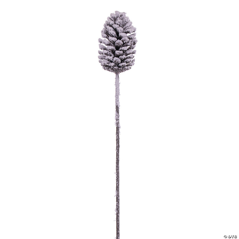 Vickerman 28.5" Glitter Artificial Snow Pinecone Stem, 3 per bag. Image