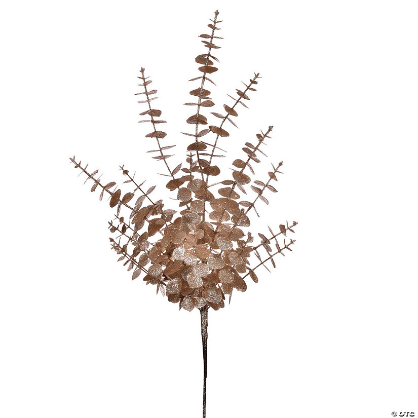 Vickerman 28" Cafe Latte Artificial Eucalyptus Glitter Spray, 2 per bag. Image