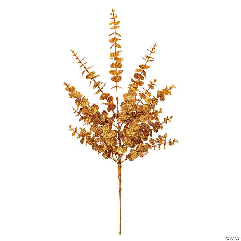 Vickerman 28" Gold Artificial Eucalyptus Glitter Spray, 2 per bag. Image