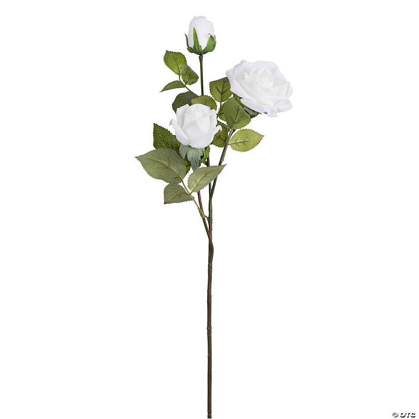 Vickerman 29" Artificial Cream Real Touch Rose Spray. Includes 3 sprays per pack. Image
