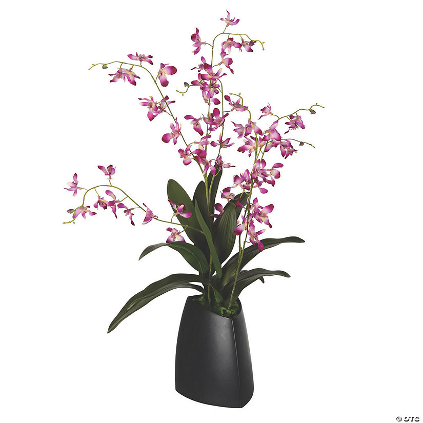 Vickerman 29" Artificial Mini Dancing Purple Orchid in Ceramic Pot Image