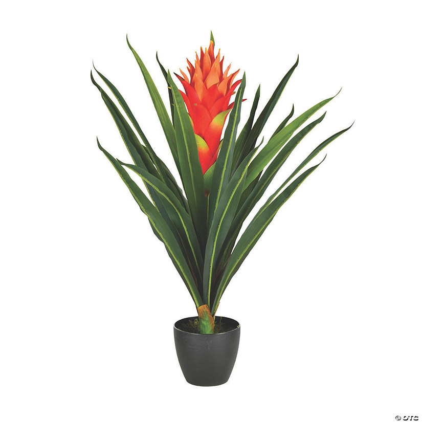 Vickerman 29" Artificial Potted Tropical Bromeliad Plant - Real Touch Leaves Image