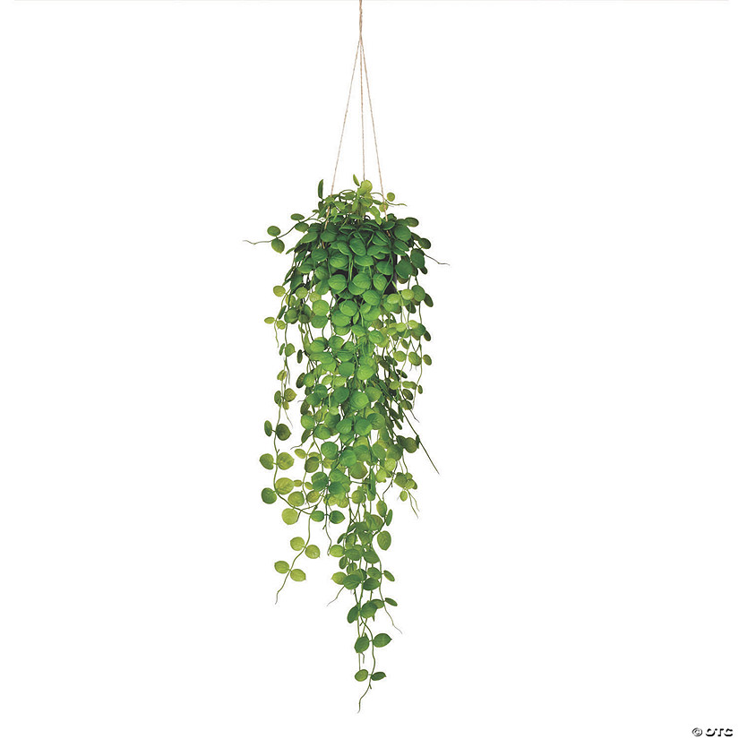 Vickerman 29" Green Mini Leaf Ivy in Hanging Pot Image