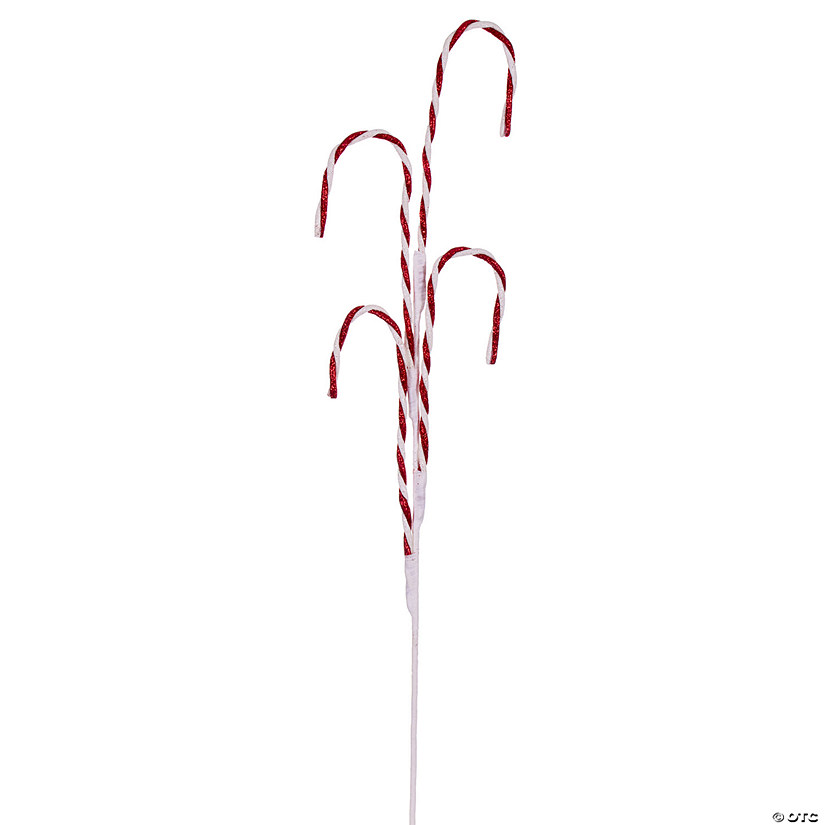 Vickerman 29" Red and White Candy Cane Glitter Spray, 6 per bag. Image