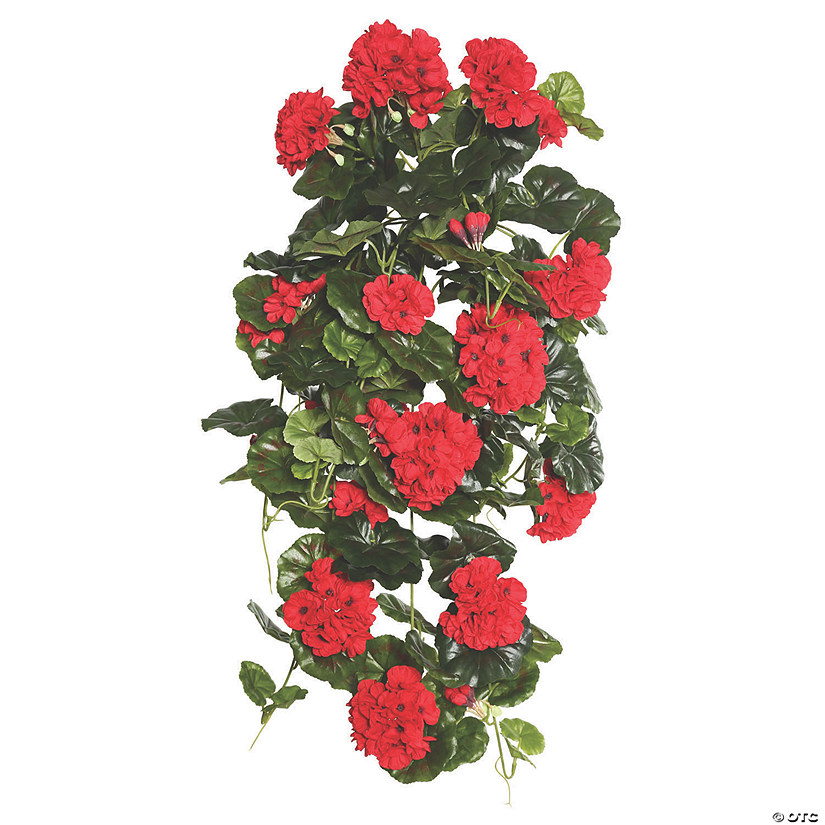Vickerman 29" Red Polyester Geranium Hanging Bush Image