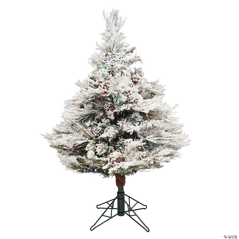 Vickerman 3.5&#39; Flocked Alberta Christmas Tree with Multi-Colored LED Lights Image