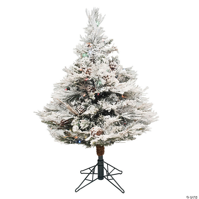 Vickerman 3.5' Flocked Alberta Christmas Tree with MultiColored LED