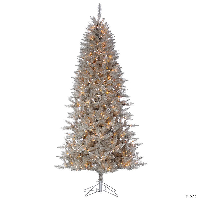 Vickerman 3.5' Platinum Fir Artificial Christmas Pencil Tree, Warm White Dura-Lit&#174; LED Lights Image