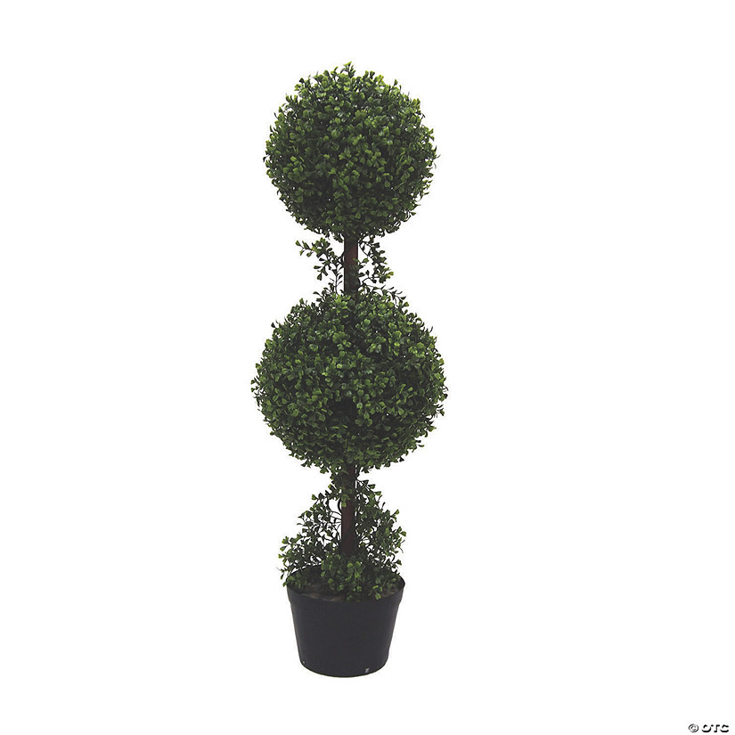 Vickerman 3' Artificial Double Ball Green Boxwood Topiary in Pot - UV Resistant Image
