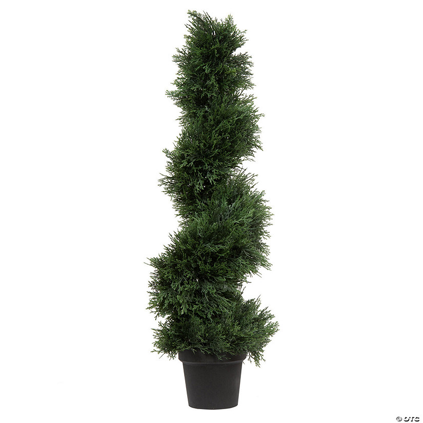 Vickerman 3' Artificial Potted Green Cedar Spiral Tree Image
