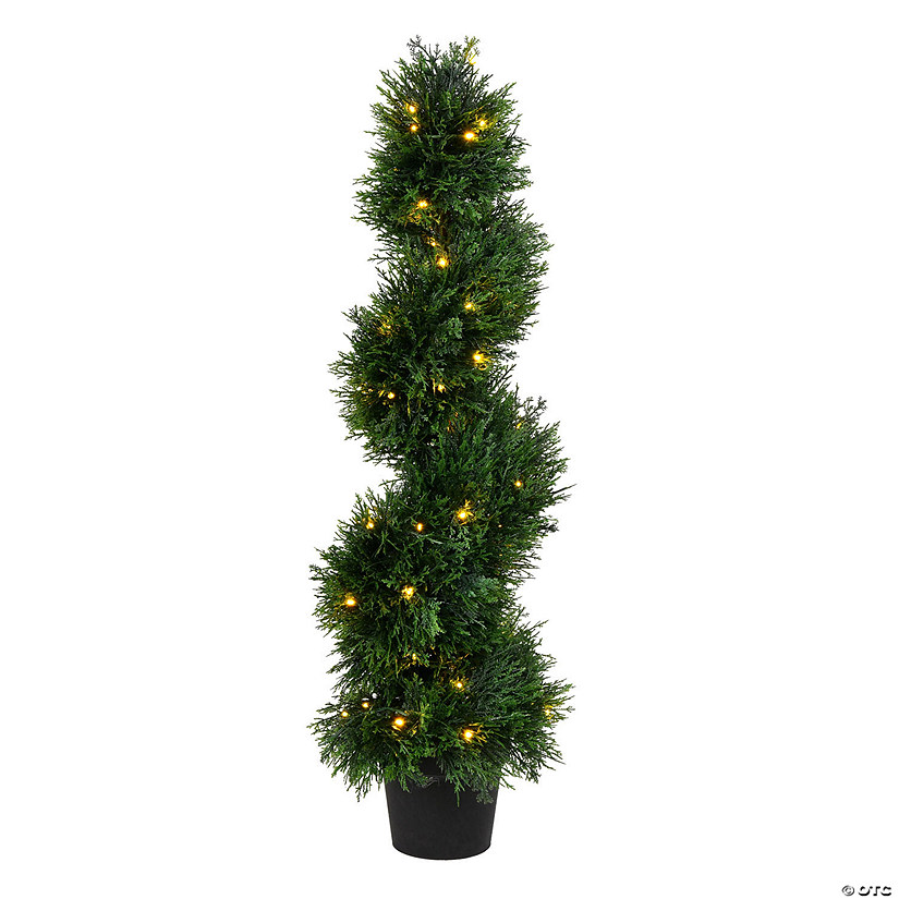 Vickerman 3' Artificial Potted Green Cedar Spiral Tree Image