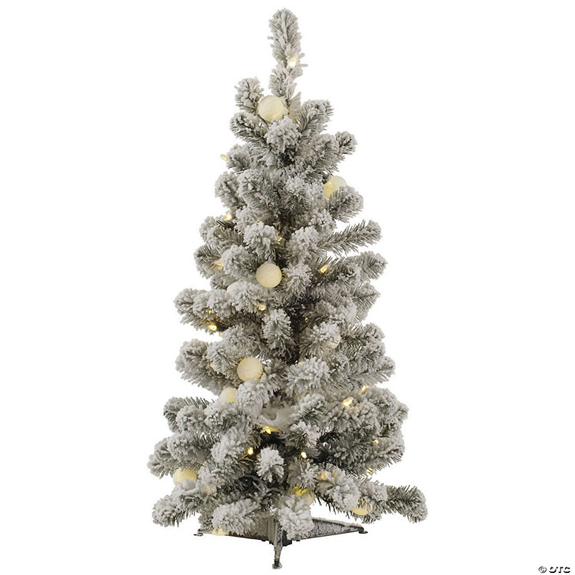 Vickerman 3' Flocked Kodiak Spruce Christmas Tree with Warm White LED Lights Image