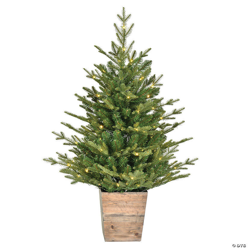 Vickerman 3' Gibson Slim Potted Pine Artificial Christmas Tree, Warm White Dura-lit LED Lights Image