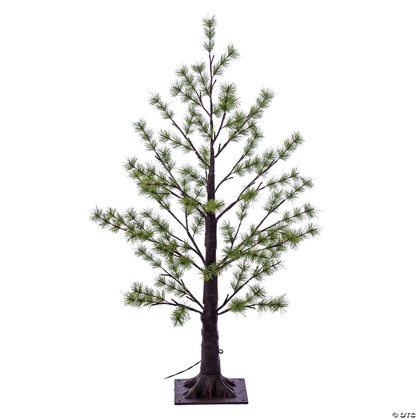 Vickerman 3' Green Mini Pine Twig Tree, Warm White 3mm Wide Angle LED lights. Image