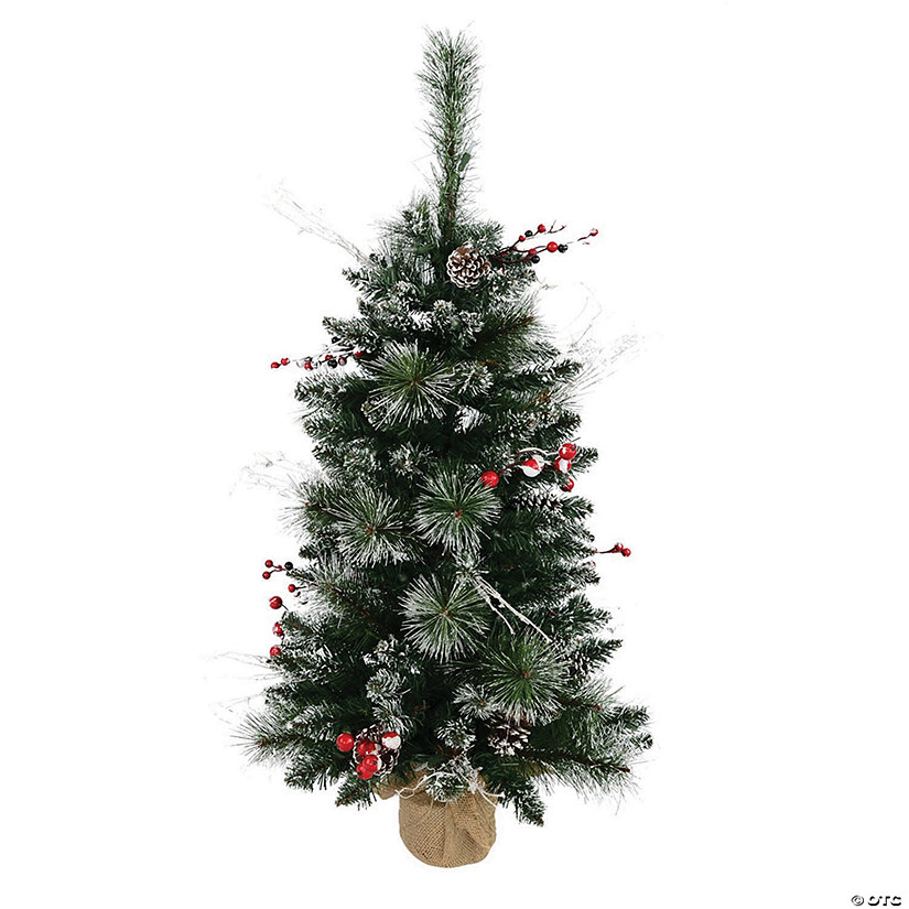 Vickerman 3' Snow Tipped Pine and Berry Artificial Christmas Tree Unlit