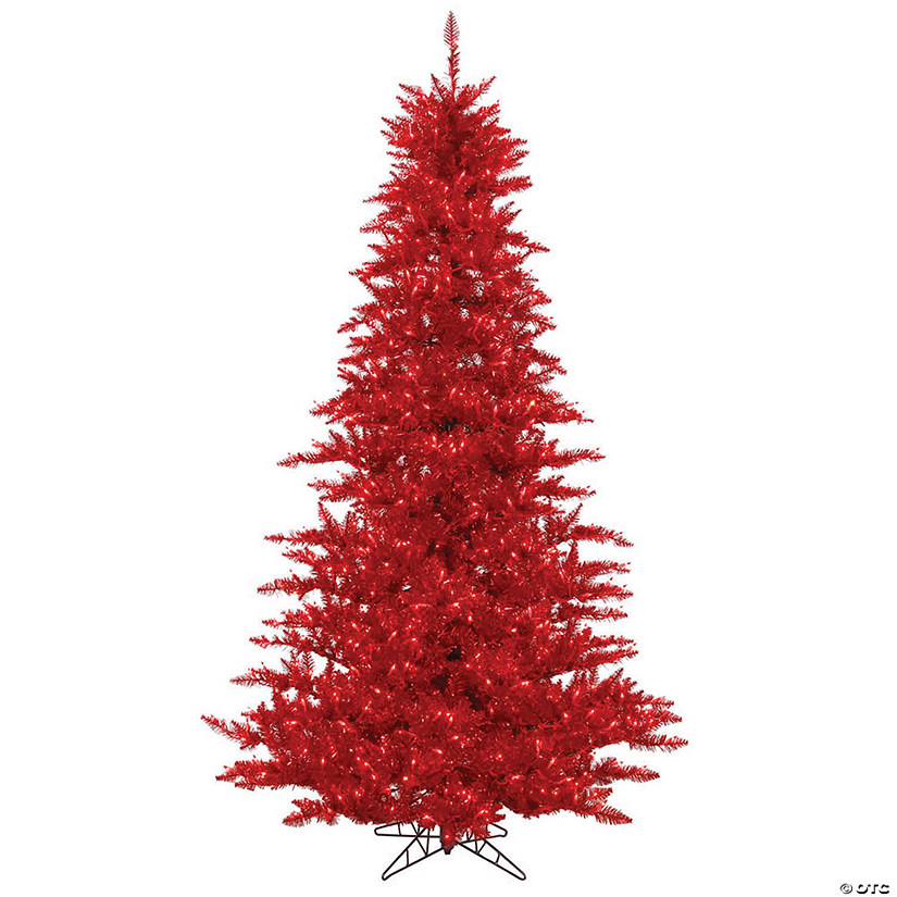 Vickerman 3' Tinsel Red Fir Christmas Tree with Red LED Lights ...