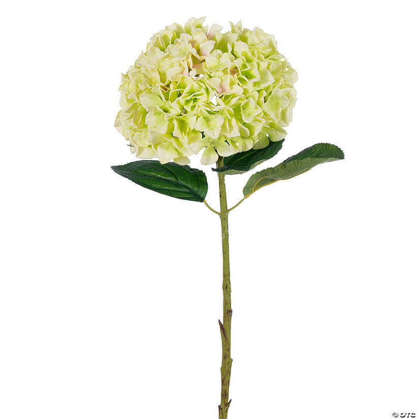 Vickerman 30" Apple Green Large Artificial Hydrangea with leaves on Stem. Image
