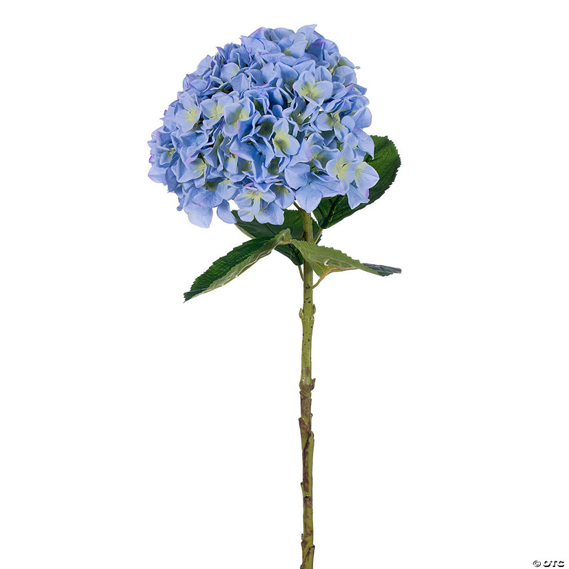Vickerman 30" Blue/Green Large Artificial Hydrangea with leaves on Stem. Image