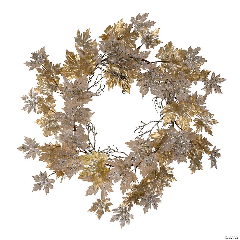 Vickerman 30" Champagne Maple Leaf Artificial Wreath, Unlit Image