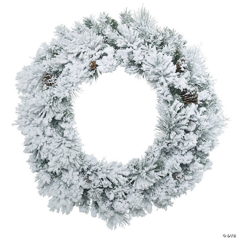 Vickerman 30" Flocked Ashton Pine Christmas Wreath - Unlit Image