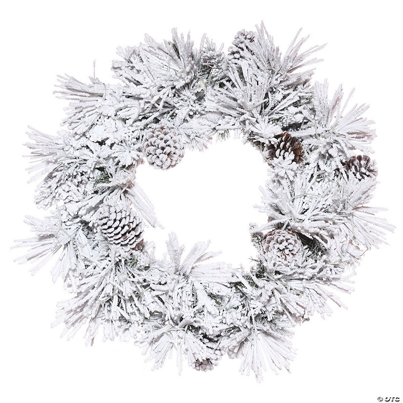 Vickerman 30" Flocked Atka Artificial Christmas Wreath, Unlit Image