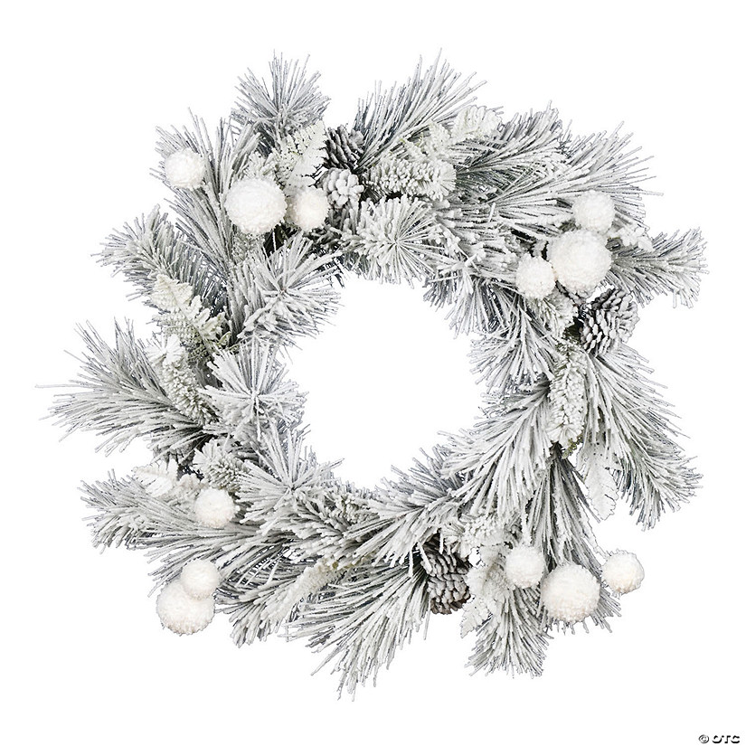 Vickerman 30" Frosted Beacon Pine Artificial Christmas Wreath, Unlit Image