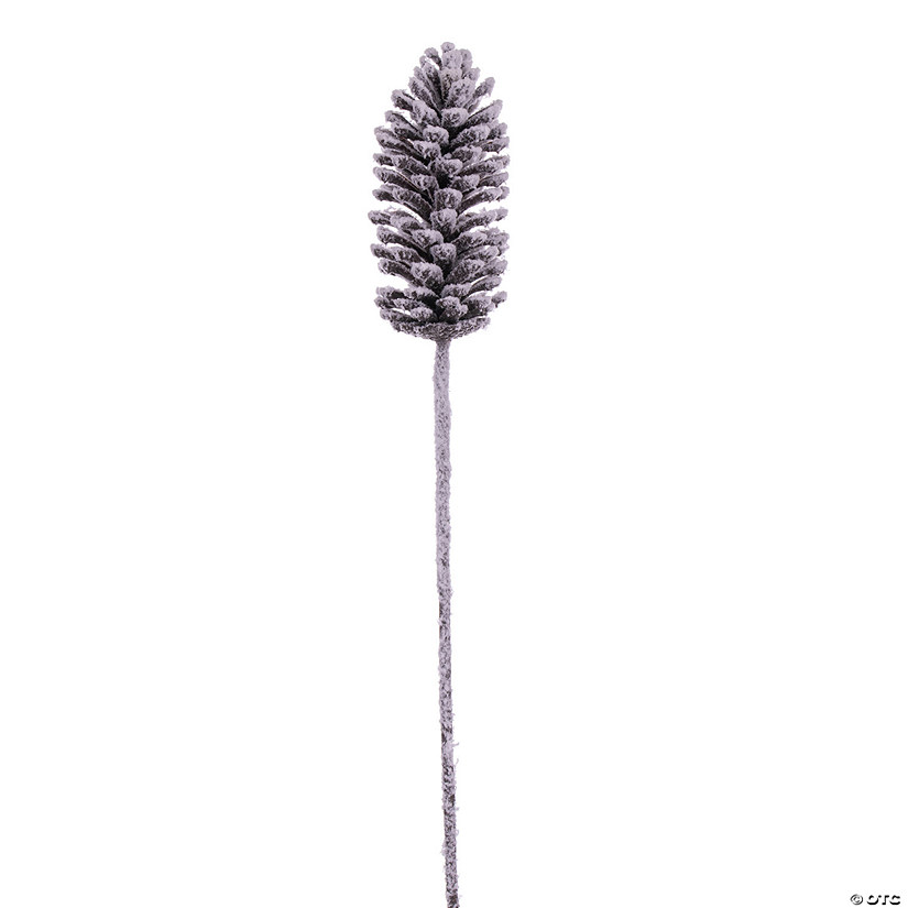 Vickerman 30" Glitter Artificial Snow Pinecone Stem, 2 per bag. Image
