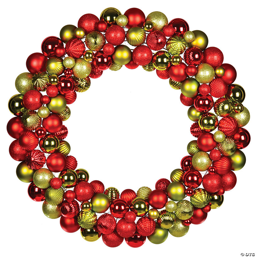 Vickerman 30" Red-Lime Assorted Ornament Wreath Image