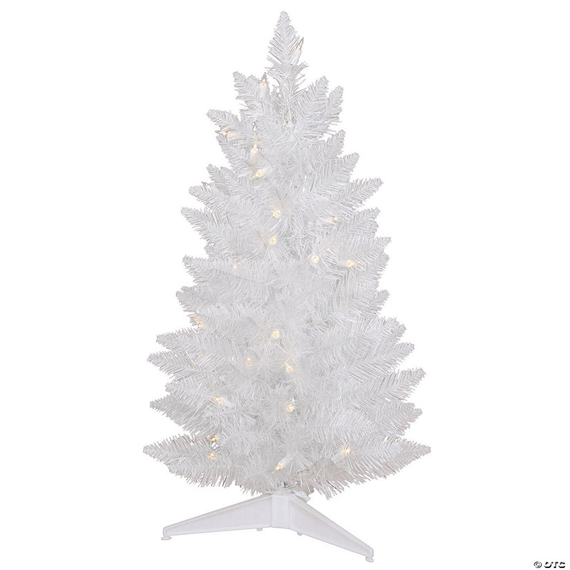 Vickerman 30" Sparkle White Spruce Pencil Artificial Christmas Tree, Clear Dura-lit Incandescent Lights Image