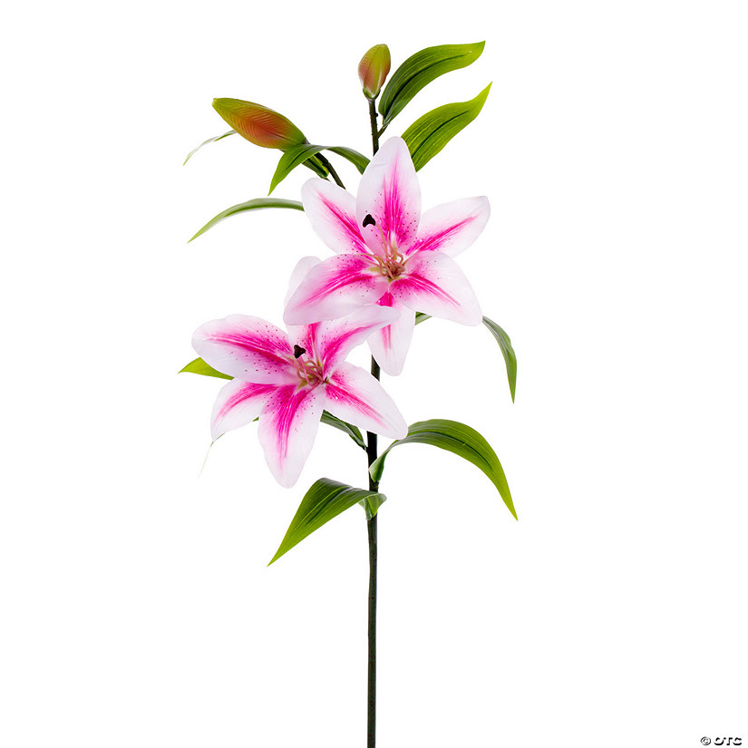 Vickerman 32" Artificial Pink Real Touch Tiger Lily Stem Image