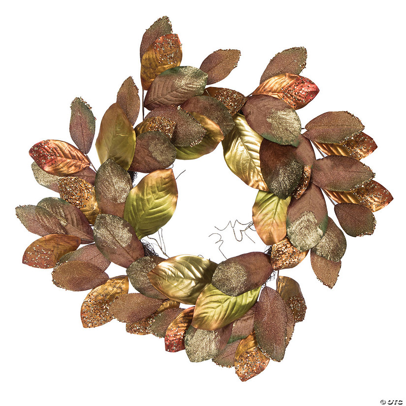 Vickerman 32" Mocha Magnolia Leaf Artificial Wreath, Unlit Image
