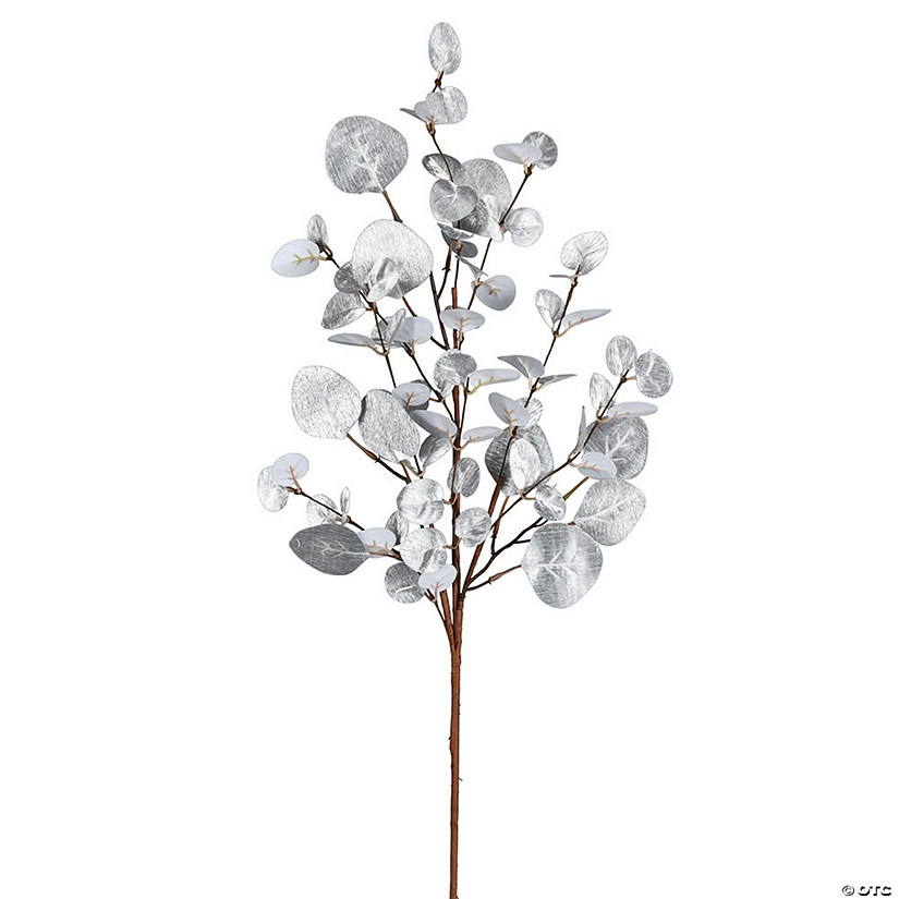 Vickerman 34" Silver Eucalyptus Artificial Christmas Spray. Includes 3 sprays per pack. Image