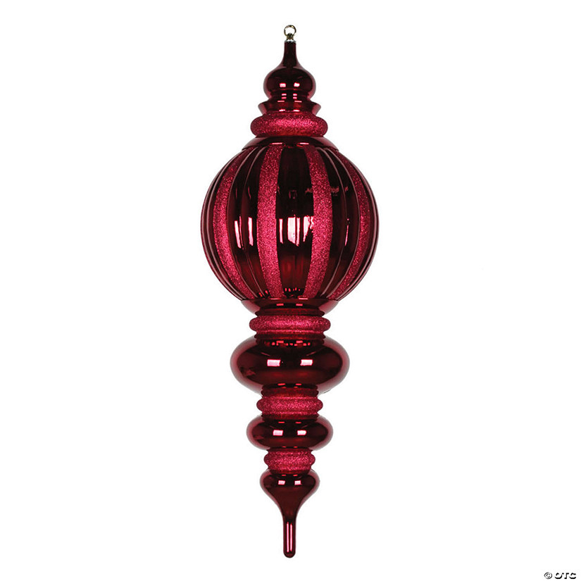 Vickerman 35" Burgundy Shiny Finial Ornament with Glitter Accents Image