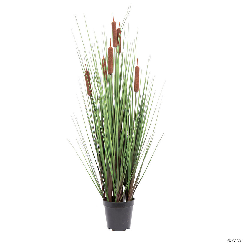 Vickerman 36" Artificial Potted Green Straight Gras and Cattails Image