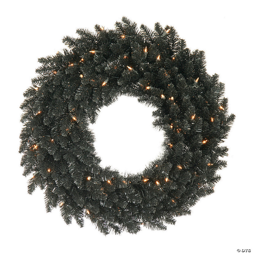 Vickerman 36" Black Fir Christmas Wreath with Clear Lights Image