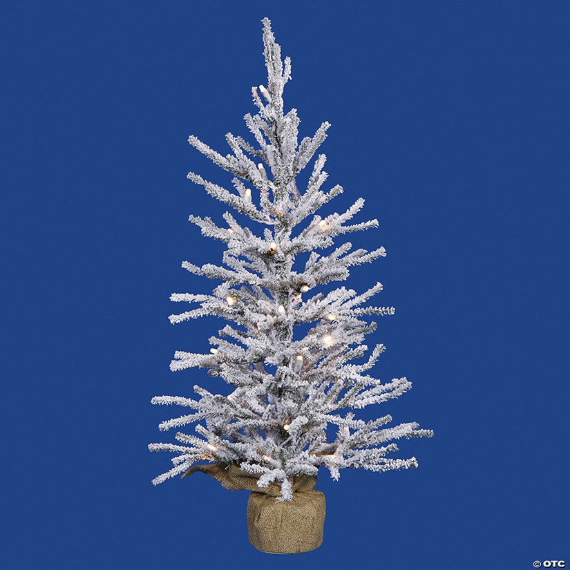 Vickerman 36" Flocked Angel Pine Christmas Tree with Warm White LED Lights Image